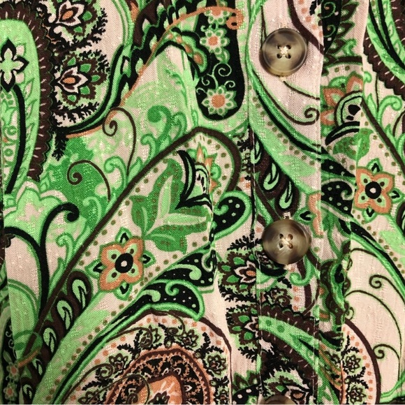 🌺 NWT Anthro Paisley Buttondown Floral Short Sleeve Cuff - Picture 5 of 6